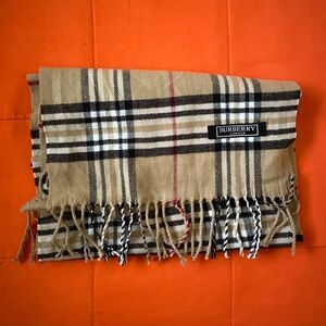 Burberry Tan and Black Checkered Scarf